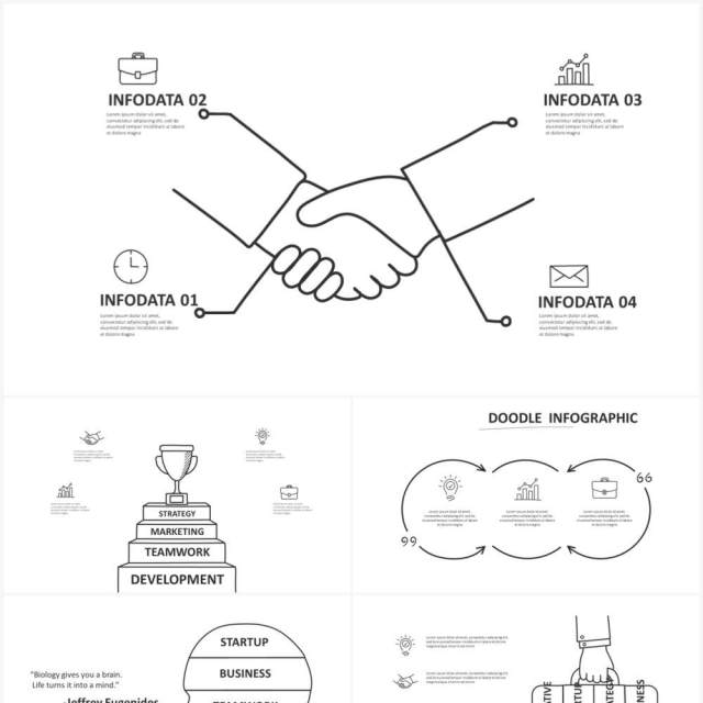 黑白涂鸦目录信息图表图形PPT元素素材Doodle v2 黑白涂鸦目录信息图表图形PPT元素素材Doodle v2