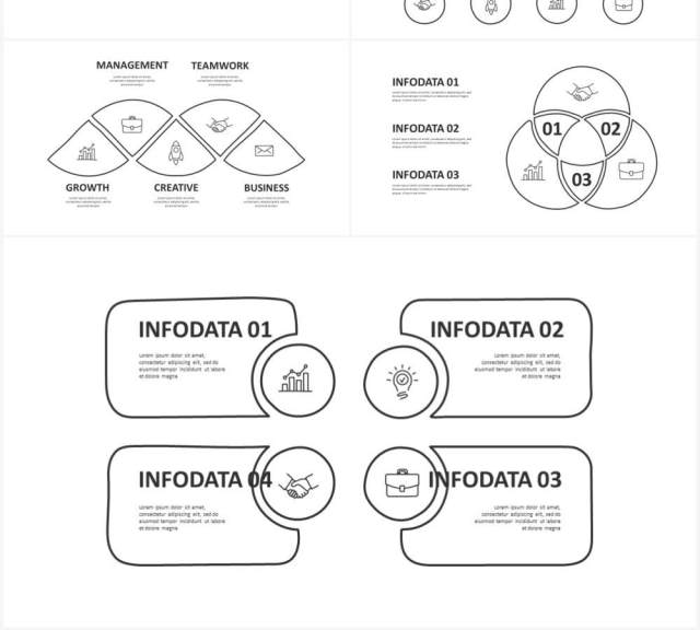 黑白涂鸦目录信息图表图形PPT元素素材Doodle v2