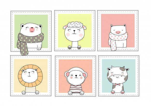 Cute animal cartoon hand drawn style Cute animal cartoon hand drawn style