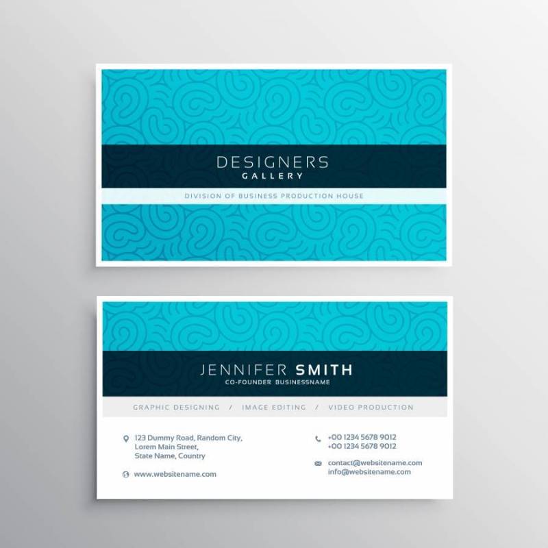 蓝色图案形状的名片设计