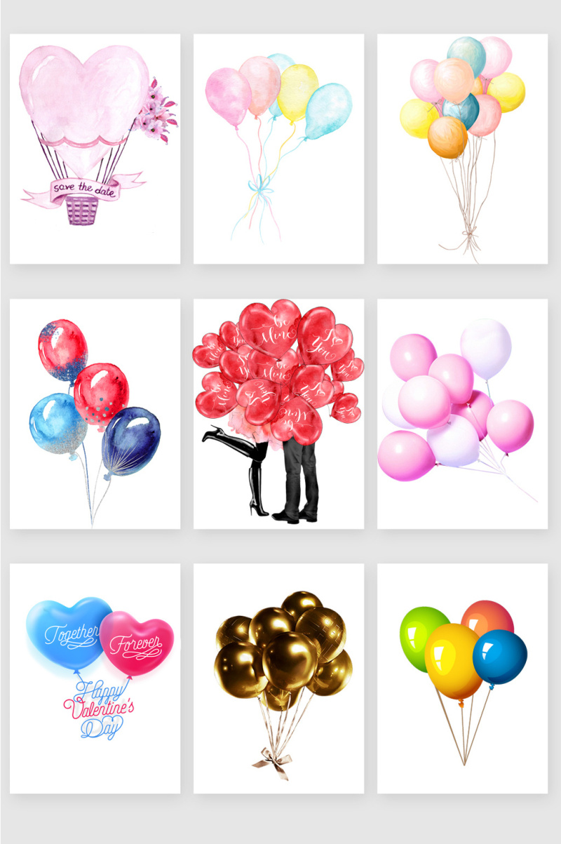 缤纷彩色气球装饰矢量素材