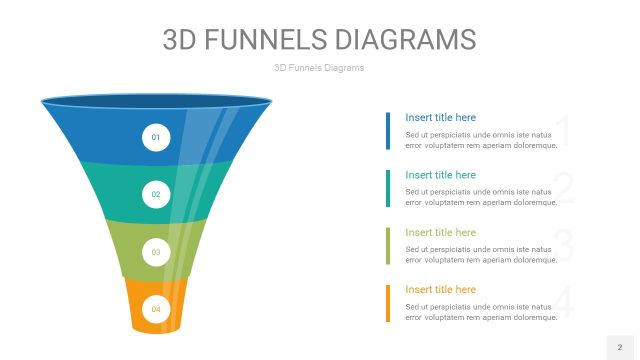 彩色3D漏斗PPT信息图表2