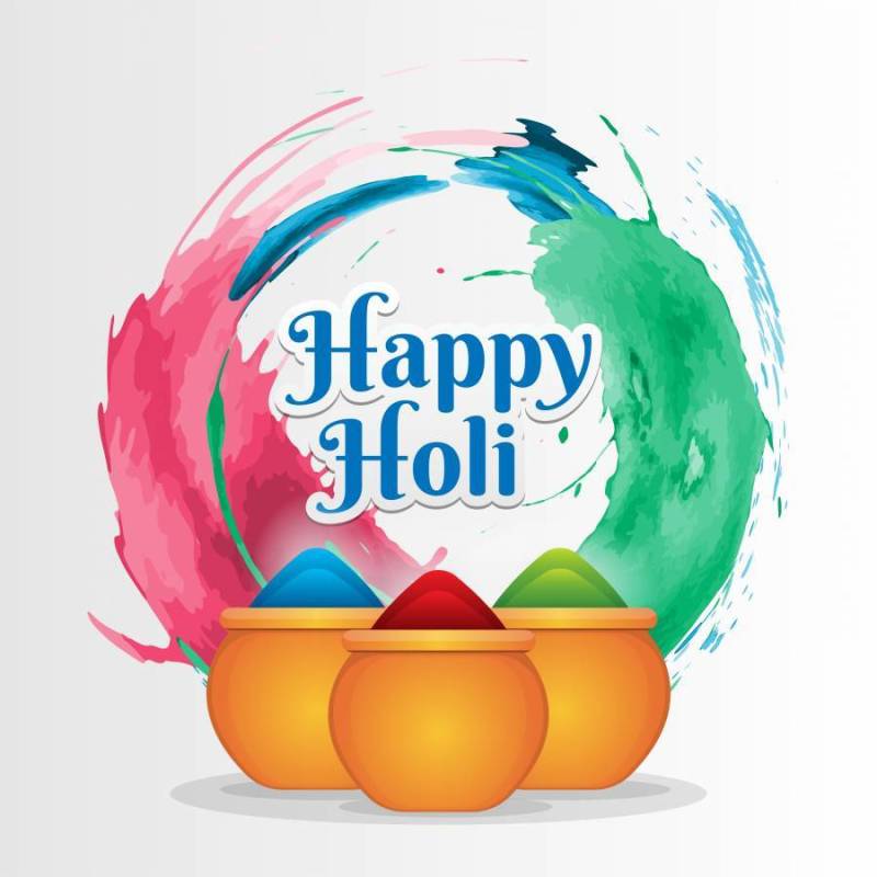 与颜色问候背景五颜六色的Gulaal的愉快的Holi节日