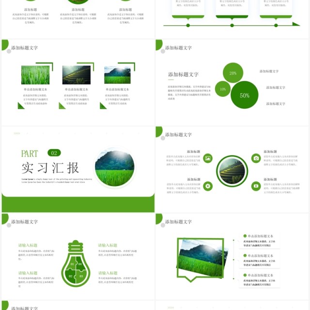 绿色简约风农业创新实习工作报告PPT模板