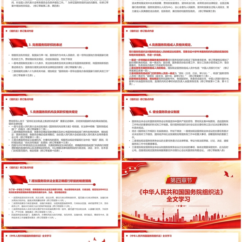 红色中华人民共和国国务院组织法PPT模板