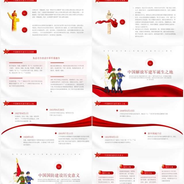 红色简约风中国人民解放军建军94周年纪念日教育宣传PPT模板