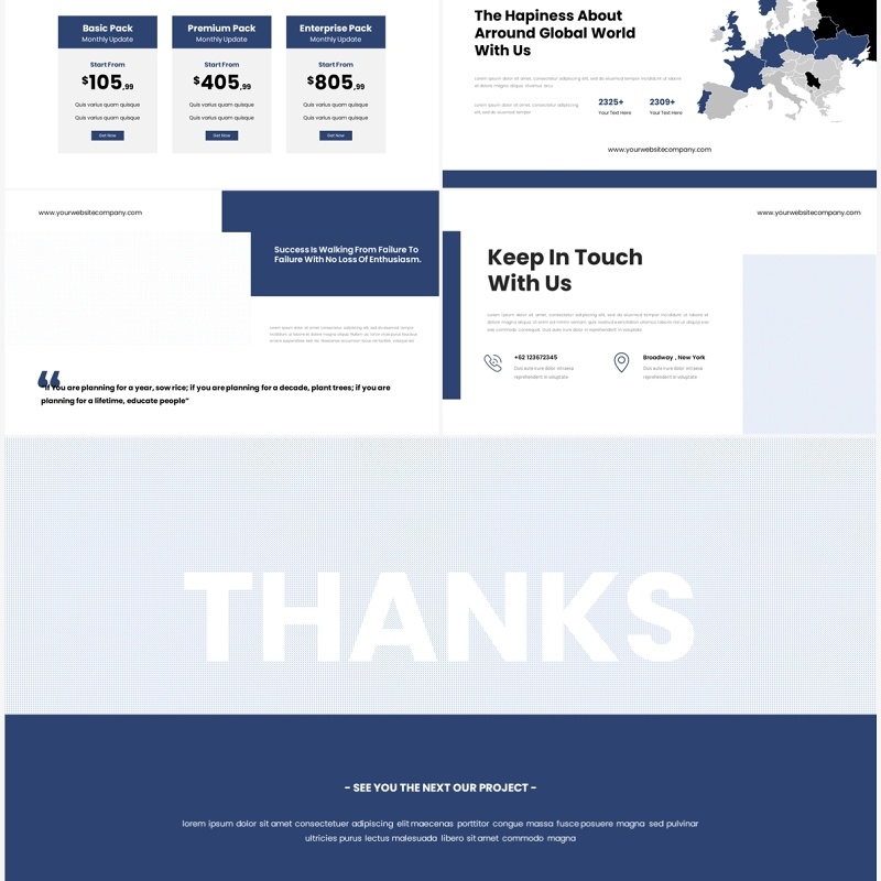 蓝色简约项目工作汇报PPT模板（无图可插图）Immersive No Image
