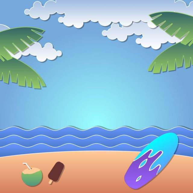 夏日海滩Papercraft矢量