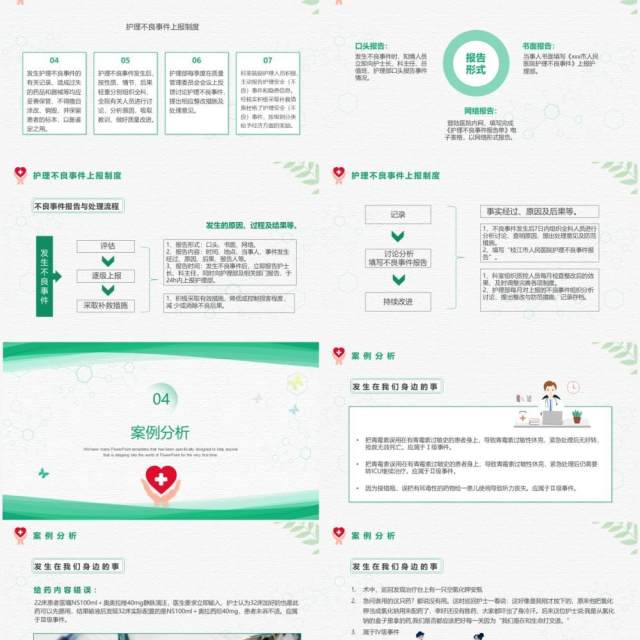 绿色简约风对护理不良事件报告上报系统的培训PPT模板