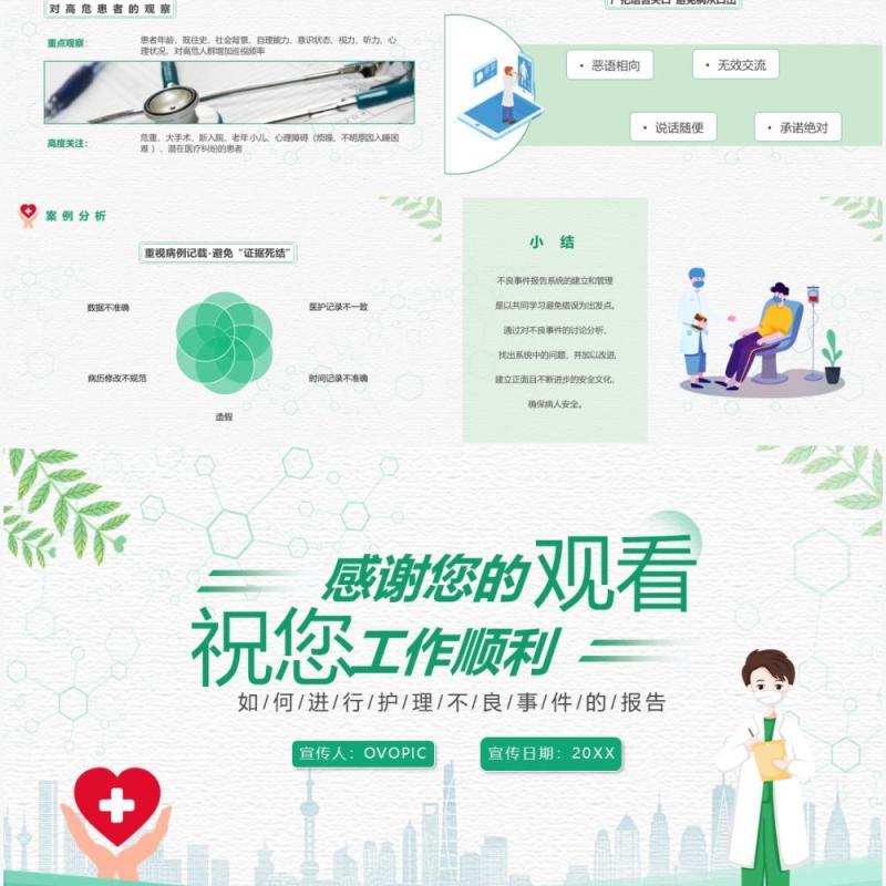 绿色简约风对护理不良事件报告上报系统的培训PPT模板