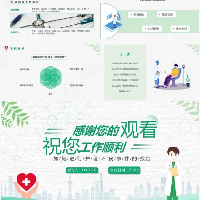绿色简约风对护理不良事件报告上报系统的培训PPT模板 绿色简约风对护理不良事件报告上报系统的培训PPT模板