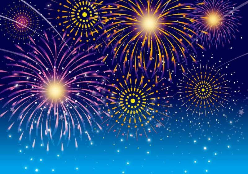 烟花节在夜晚的天空