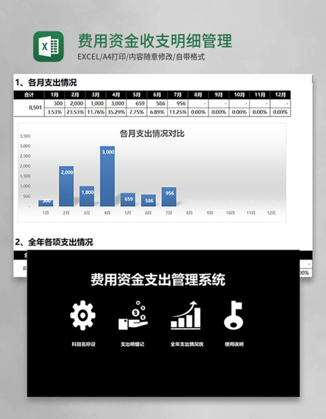 费用资金收支明细Excel管理系统