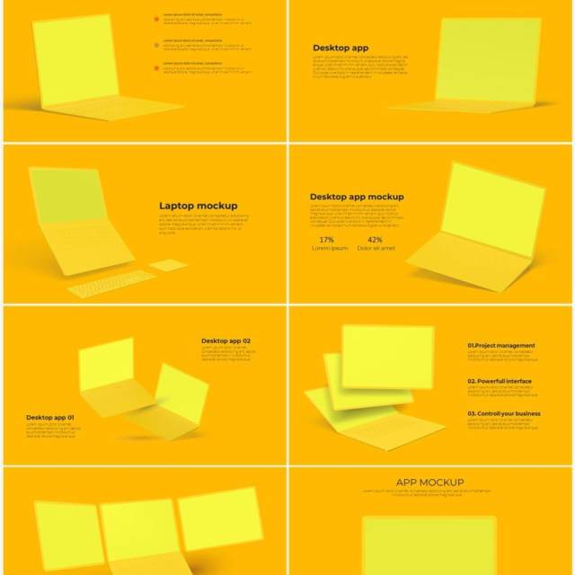 黄色系手机电脑设备实体模型PPT元素素材Devices yellow