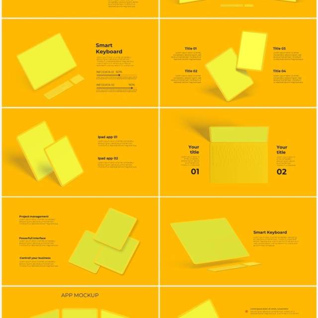 黄色系手机电脑设备实体模型PPT元素素材Devices yellow