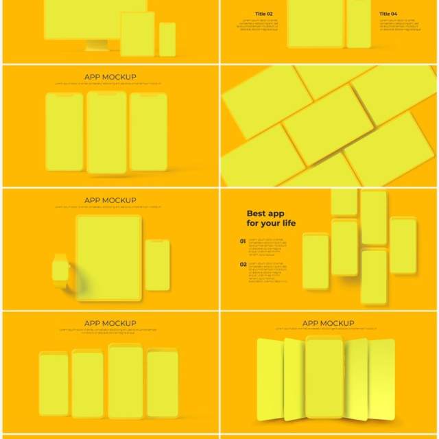 黄色系手机电脑设备实体模型PPT元素素材Devices yellow 黄色系手机电脑设备实体模型PPT元素素材Devices yellow