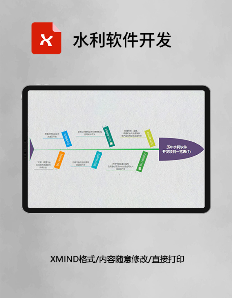 思维导图水利软件开发XMind模板