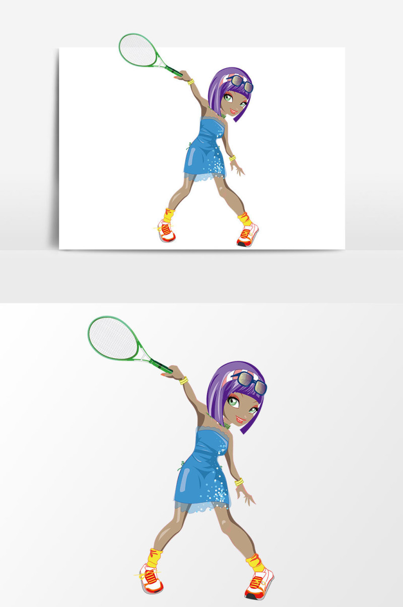 卡通风格网球运动员矢量元素2