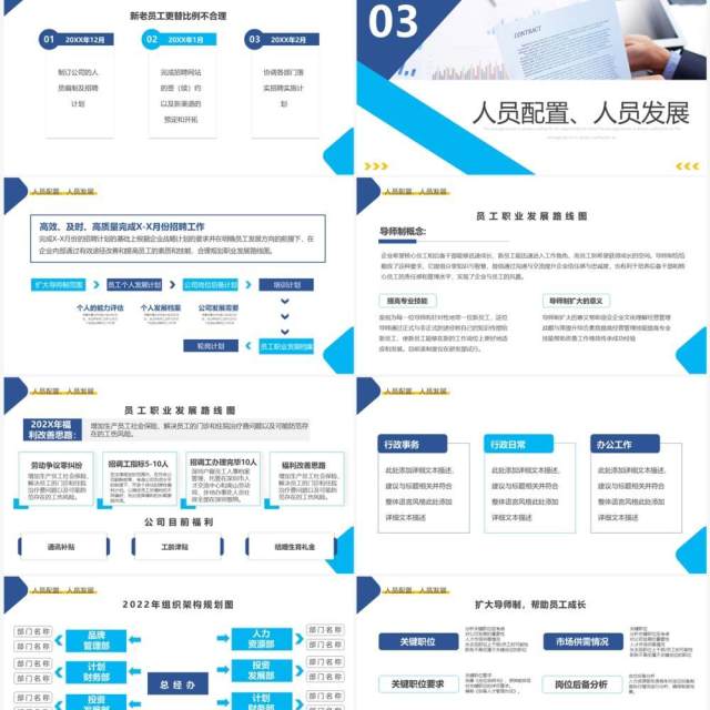 蓝色商务风行政部门工作总结报告PPT模板