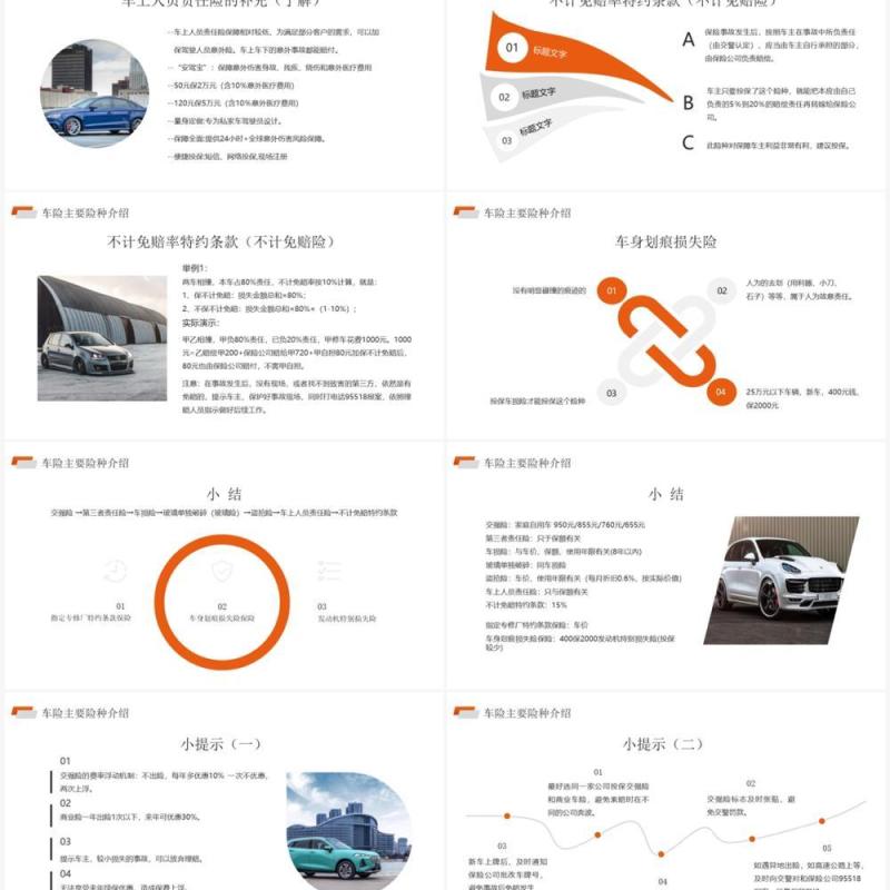橙色商务风格车辆保险介绍PPT模板
