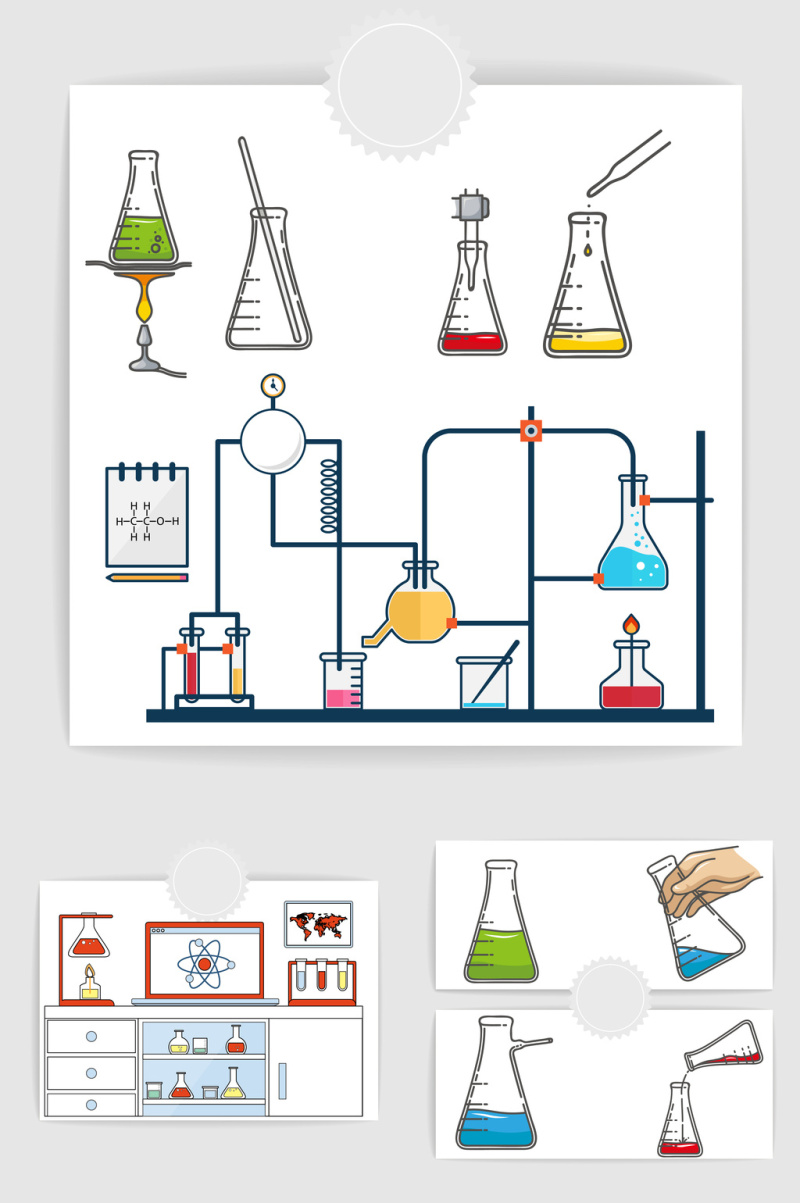 矢量卡通科学实验元素