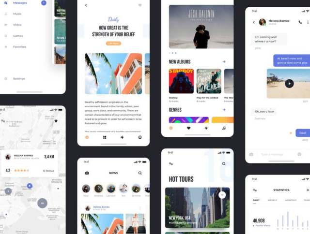 适用于iPhone X，Think Mobile UI Kit的120个高级应用程序屏幕的优质包