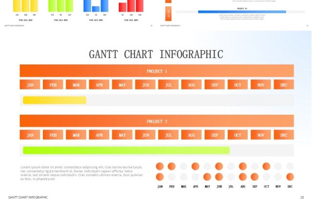 亮橙色项目甘特图信息图表ppt素材