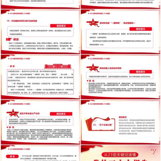 从23组关键词读懂党的二十大报告PPT模板 从23组关键词读懂党的二十大报告PPT模板