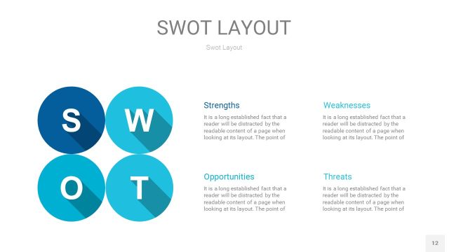 宝石蓝SWOT图表PPT12