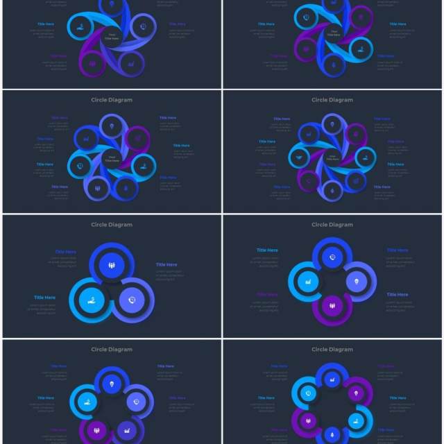 深色背景蓝色圆形结构图并列关系信息图表PPT元素素材Infographic Blue 深色背景蓝色圆形结构图并列关系信息图表PPT元素素材Infographic Blue