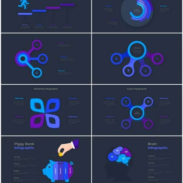 深色背景蓝色圆形结构图并列关系信息图表PPT元素素材Infographic Blue 深色背景蓝色圆形结构图并列关系信息图表PPT元素素材Infographic Blue