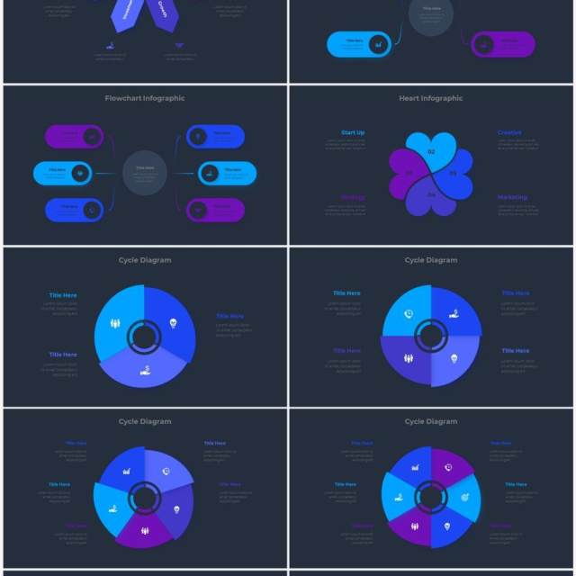 深色背景蓝色圆形结构图并列关系信息图表PPT元素素材Infographic Blue 深色背景蓝色圆形结构图并列关系信息图表PPT元素素材Infographic Blue