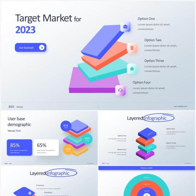 2023彩色创意分层图PPT信息图形 2023彩色创意分层图PPT信息图形
