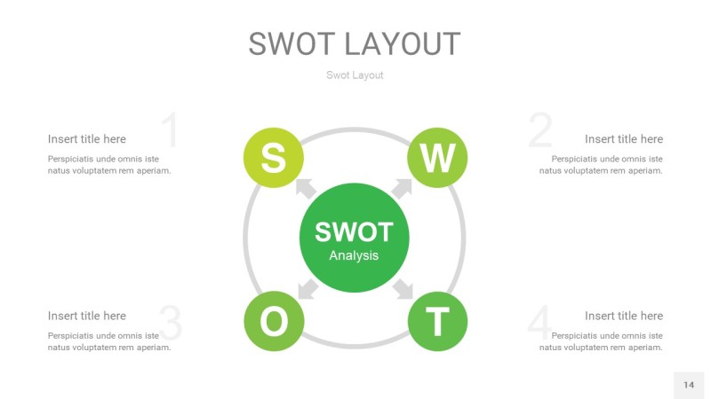 嫩绿色SWOT图表PPT14