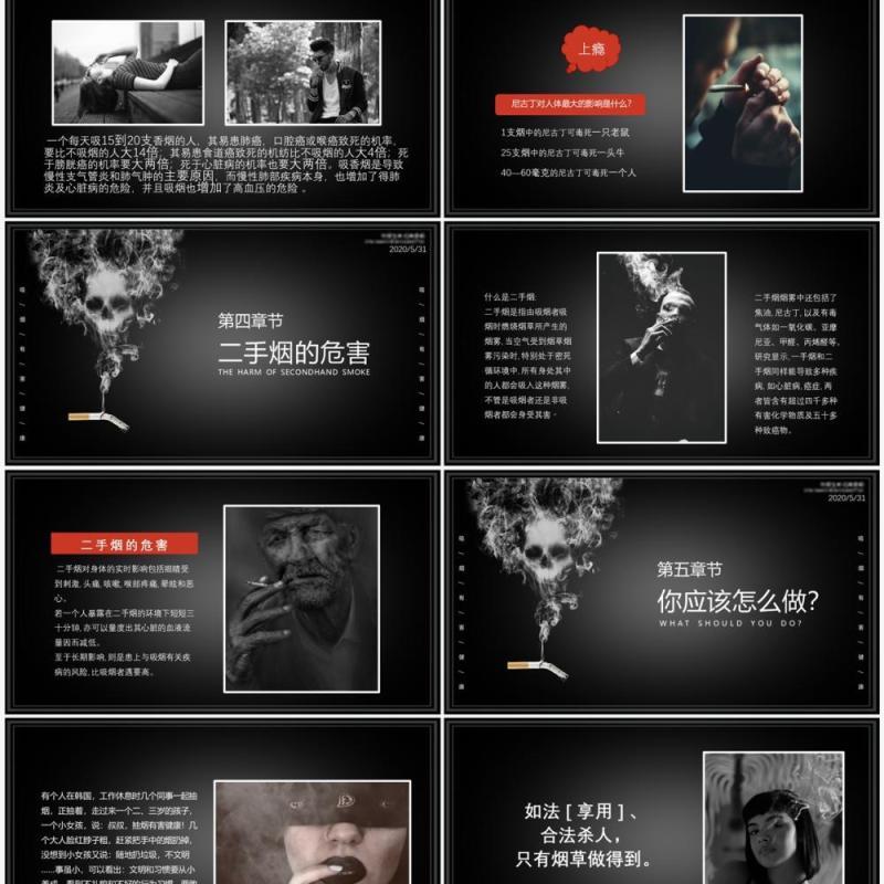 世界无烟日宣传介绍PPT 模板