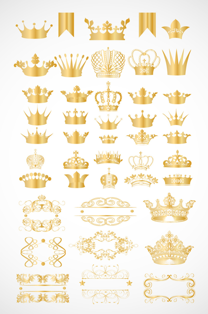金色皇冠花纹图案素材