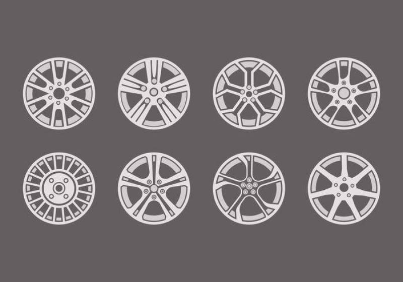  运动铝合金车轮图标矢量