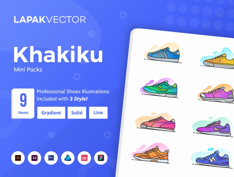 有9真棒独特的插图的任何项目，Khakiku  - 鞋插图