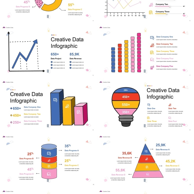 创意信息图表PPT模板Creative Data Infographic - Presentation Template