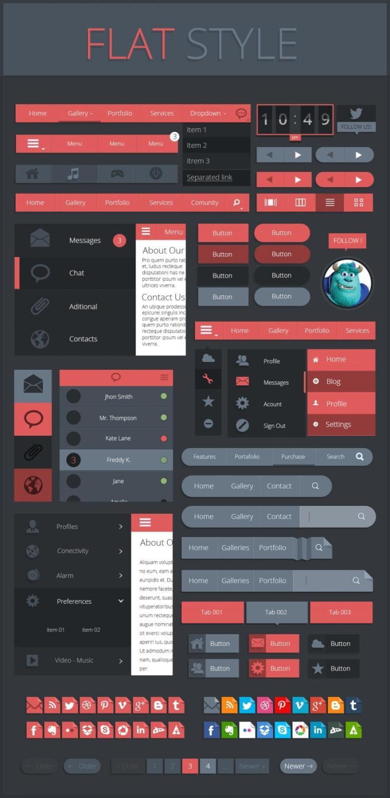 flat style UI