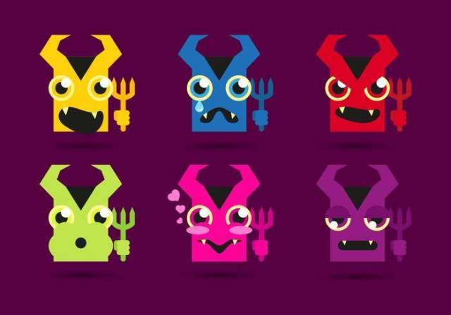 路西法魔鬼Emojis表情符号矢量