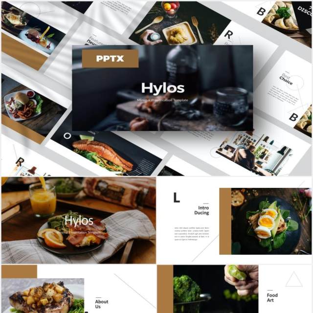 餐饮美食图片展示PPT模板Hylos Powerpoint Template