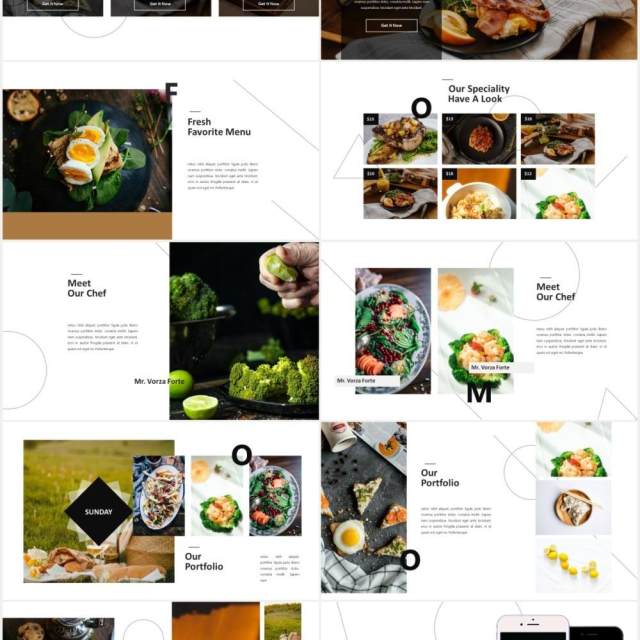 餐饮美食图片展示PPT模板Hylos Powerpoint Template