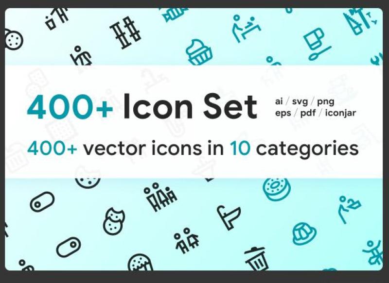 400+线性图标素材包400+ icon set 02