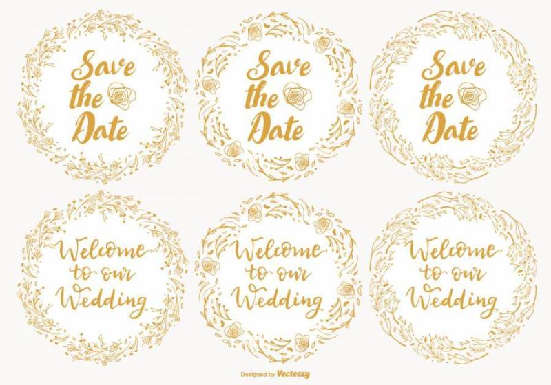可爱的婚礼和保存日期标签