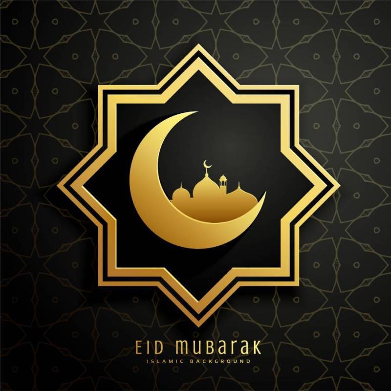 伊斯兰eid节日图案背景与月亮和清真寺des