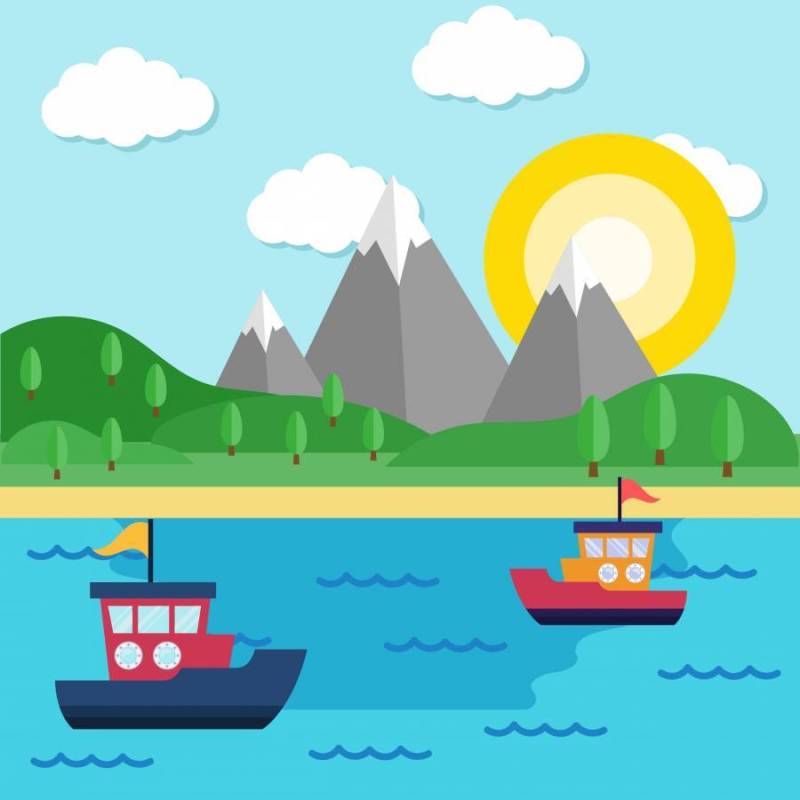 在海面背景矢量的小船