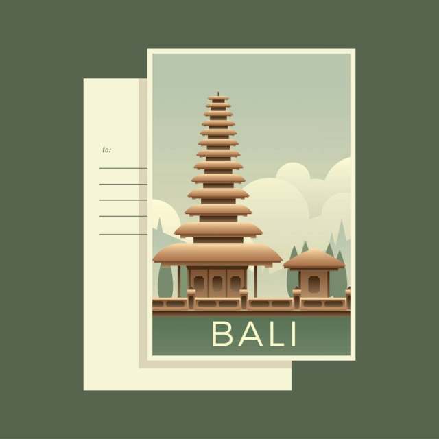 世界巴厘岛传染媒介的明信片