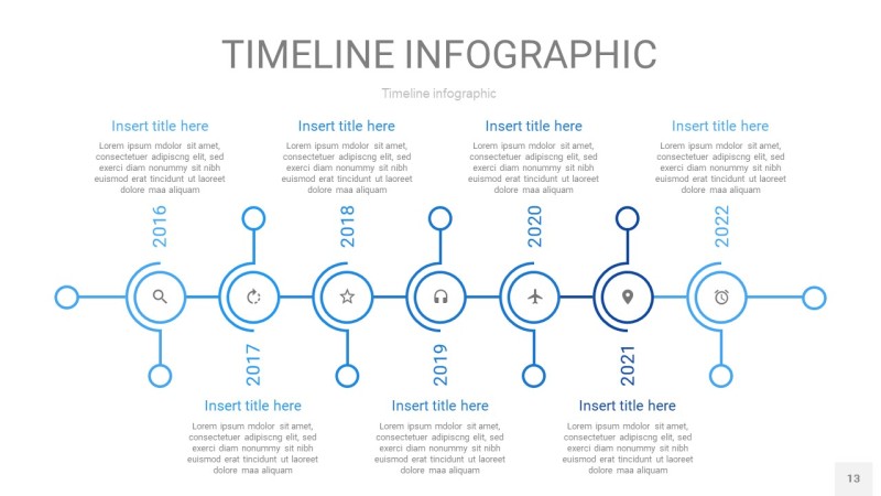 天蓝色时间轴PPT信息图13