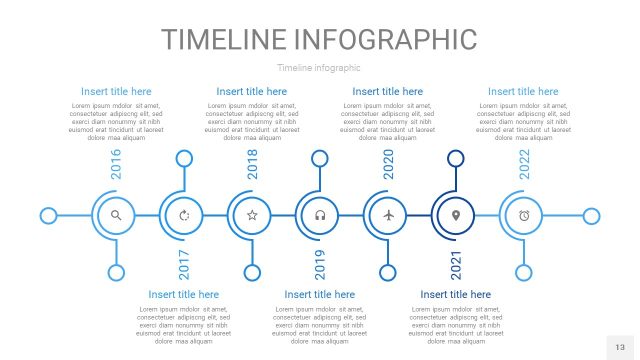 天蓝色时间轴PPT信息图13